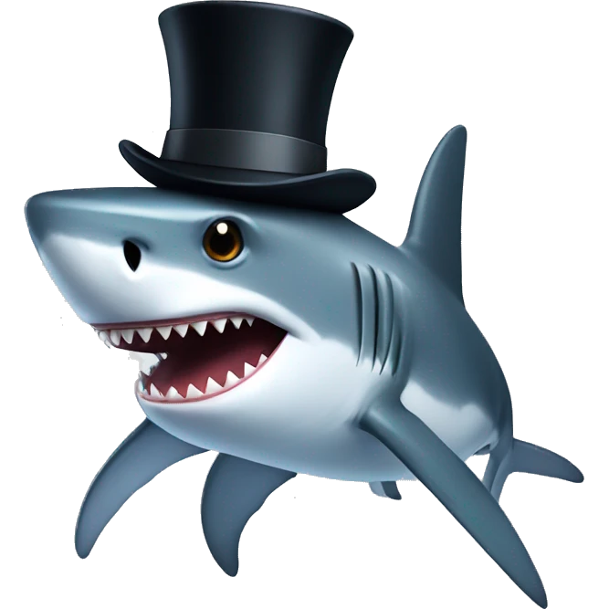 Shark with a top hat emoji