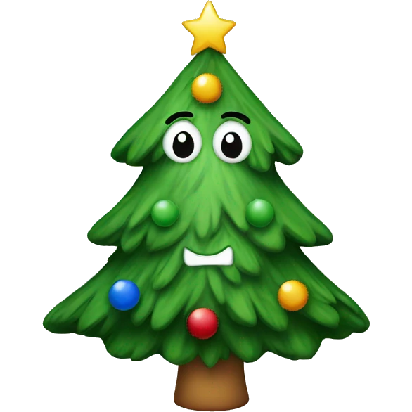 Christmas tree with face emoji