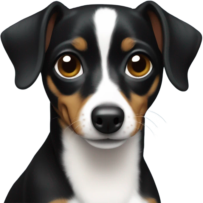 Little black chiweenie with a white neck  emoji
