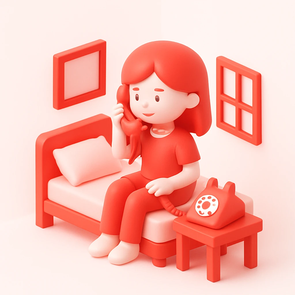 girl talking on telephone in her room emoji