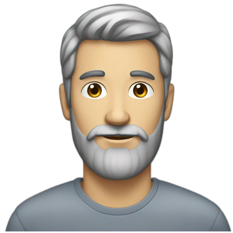 Un homme gay avec une barbe grise qui hausse les épaules  emoji