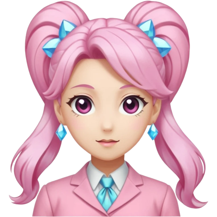 Anime-styled kawaii blushing mature lady-like formal modern Shiny pastel Ponytail-Diancie-Palkia-Amaura-Aurorus-aesthetic-fusion emoji