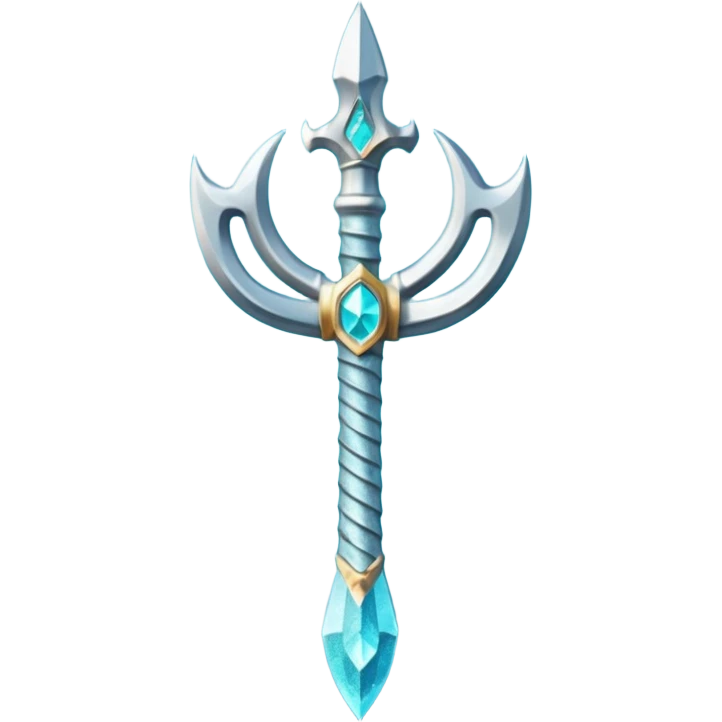 Cyan Poseidon's trident with glitter emoji