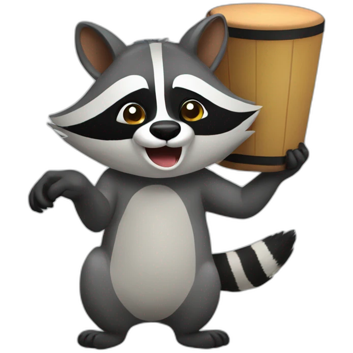A raccoon with a bongo emoji
