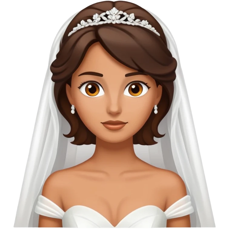 Brunette tanned woman in white wedding dress emoji