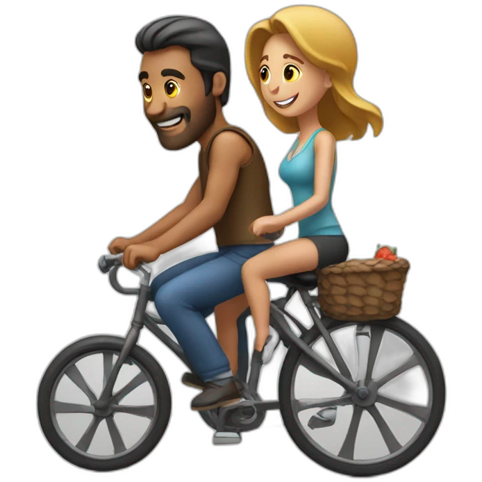 man riding cycle with his wife behind emoji