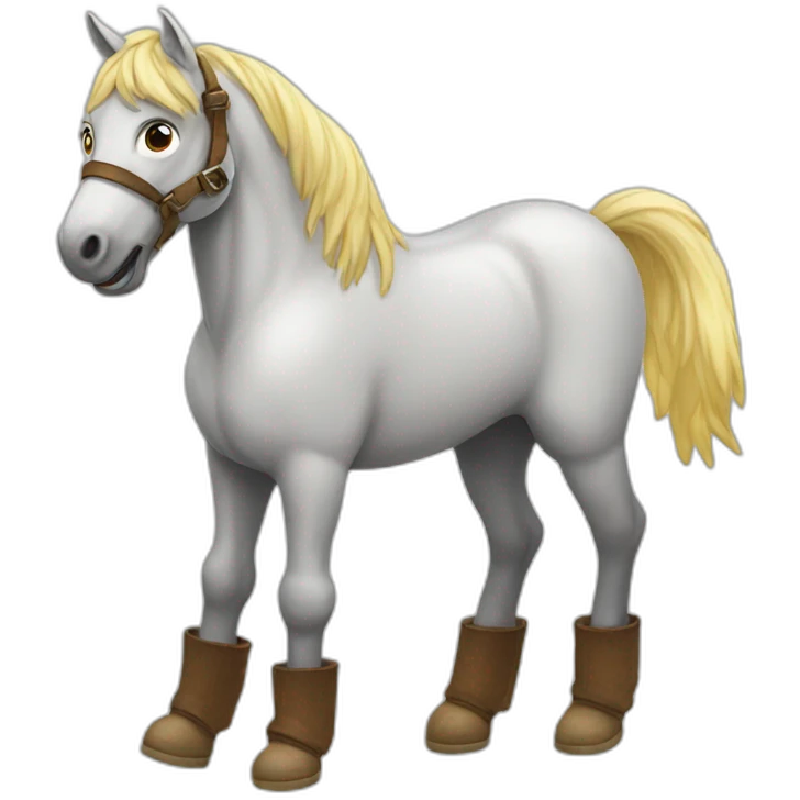 Horse wearing moonboots emoji