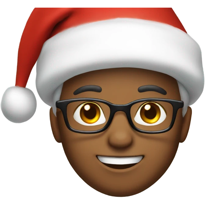 smiling boy with glasses Santa hat emoji