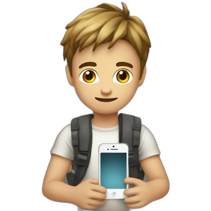 Niño viciado con smartphone emoji
