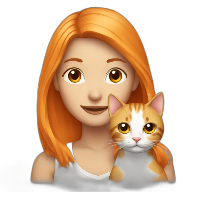 Girl blonde with Orange hair hold a cat emoji
