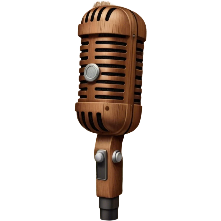 Create a traditional and warm emoji representing folk singing, using a humanless collage. The design should feature a rustic wooden microphone or an old-fashioned folk instrument like a balalaika, gusli, or a domra, placed alongside traditional elements such as a hand-woven scarf or a wooden flute. Include natural, earthy details like wildflowers, musical notes, and rustic textures, evoking the feeling of folk music in its purest form. Use warm, earthy colors like brown, gold, red, and green to create a cozy and organic vibe. The background should be transparent. emoji