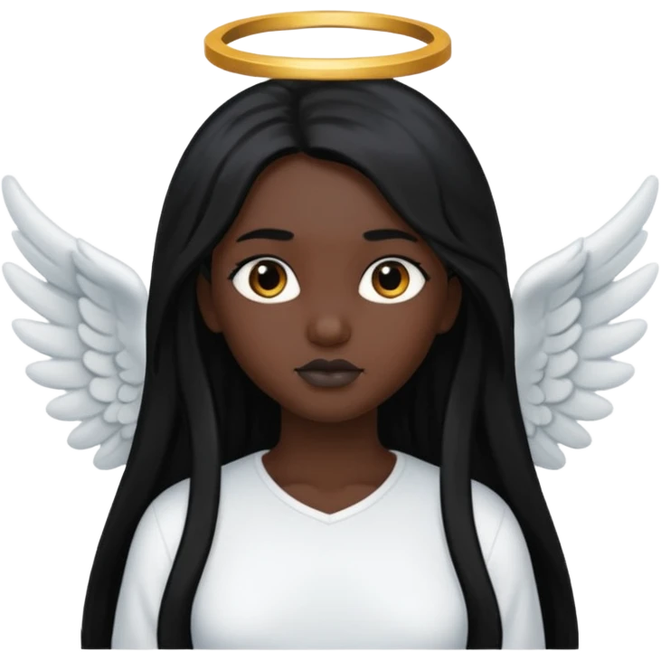 angel with black skin, long hair emoji