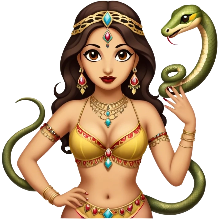 Vintage circus belly dancer with snake over her shoulders emoji