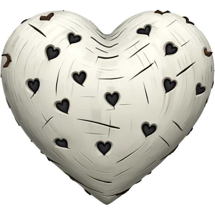 heart made of birch tree, white with black marks emoji