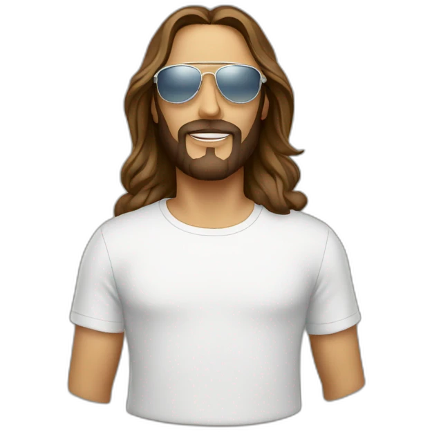 Jesus with clear aviators and tshirt emoji
