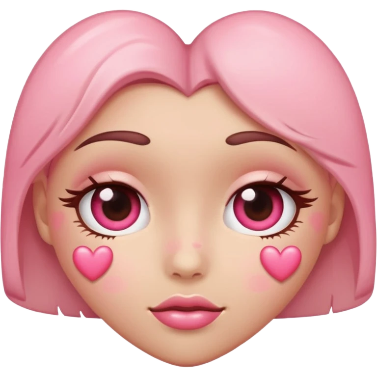heart eye face with pink hearts, blushing emoji