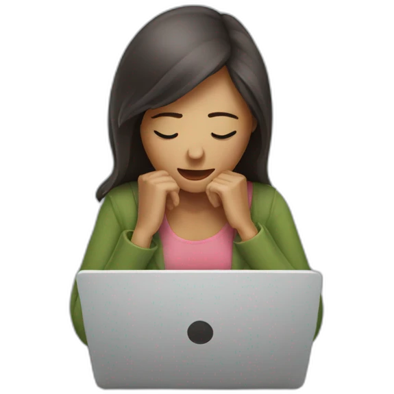 woman stressed with laptop emoji