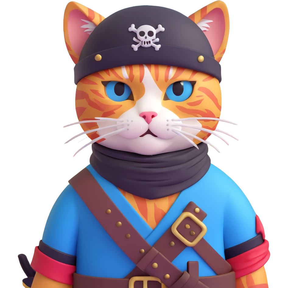 Skibidi cat pirate with a helmet and eye patch in a war zone emoji