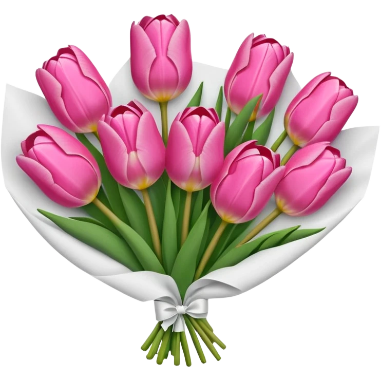 Bouquet of pink tulip wrapped in white paper emoji