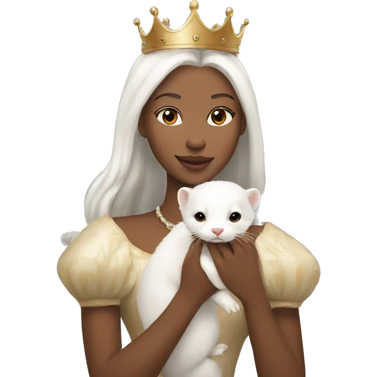 Queen holding a pet white ferret emoji