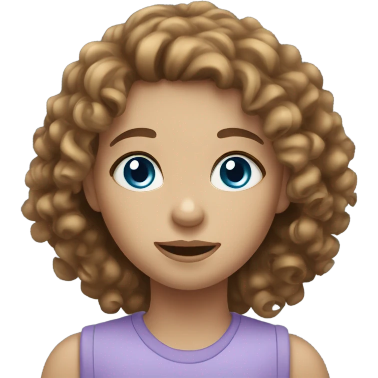 Disabled blue eyes girl with curly brown hair  emoji