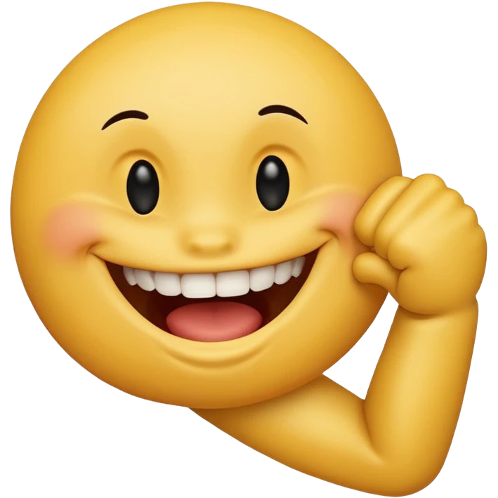 Smiley face biting an arm emoji