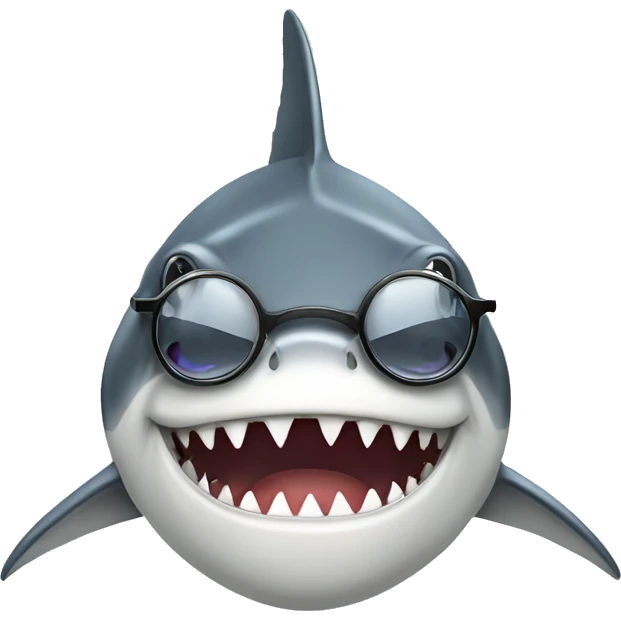 Shark wearing glasses eating fish emoji