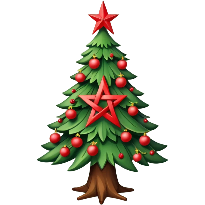 Christmas tree with pentagram on top and red berries on the tree emoji