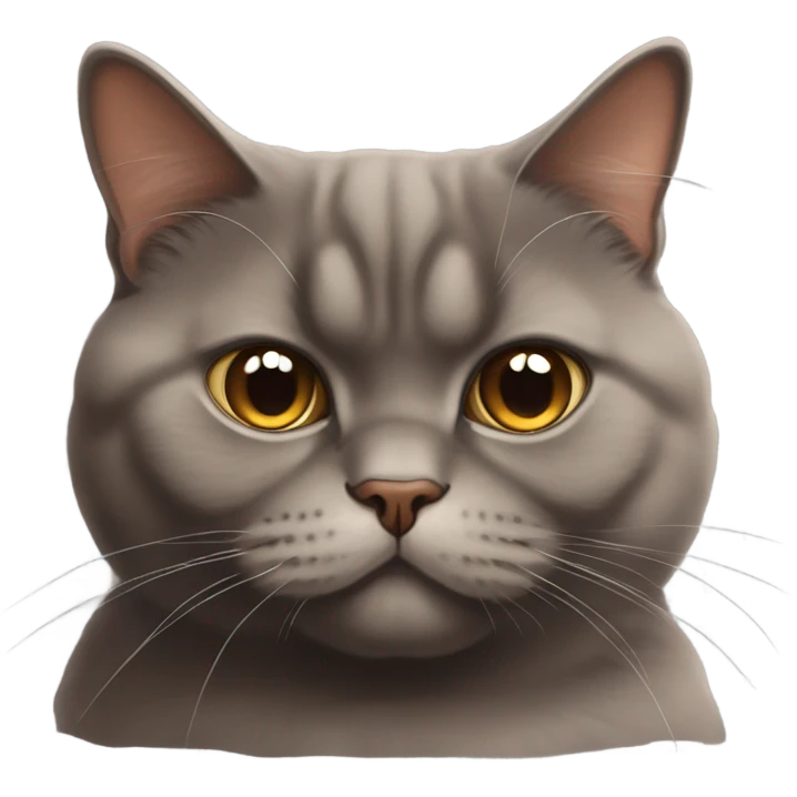 fluffy unimpressed looking chocolate british shorthair cat emoji