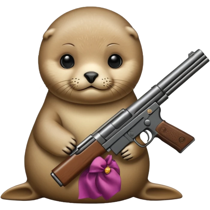 Baby seal with a gun emoji