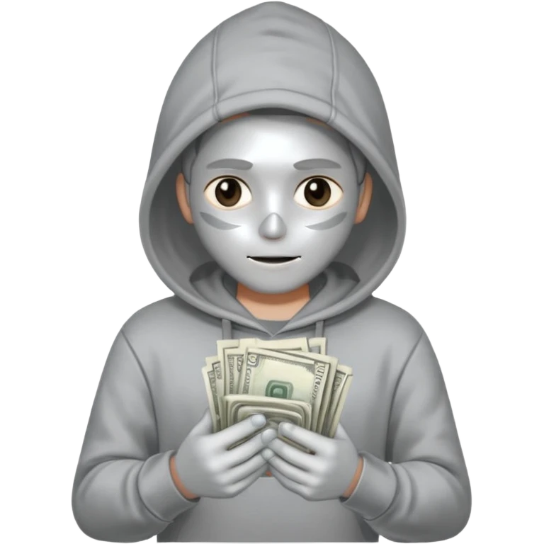 Hoodied holding money silver skin emoji