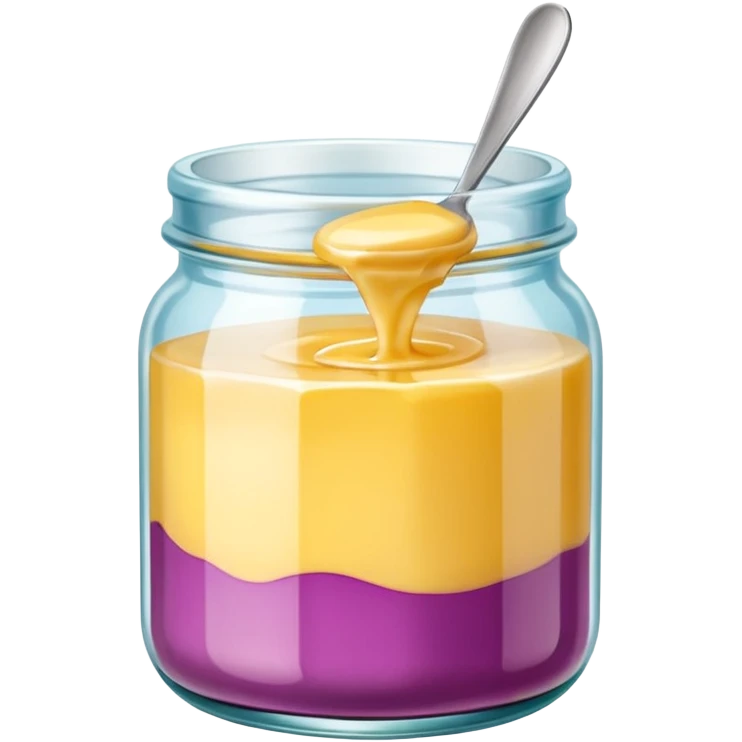 Una miniatura fotorrealista de una mantequilla corporal batida en un tarro de varios colores llamativos. Estilo: postre, arte, colores vibrantes. emoji