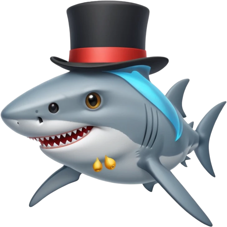Shark with a top hat emoji