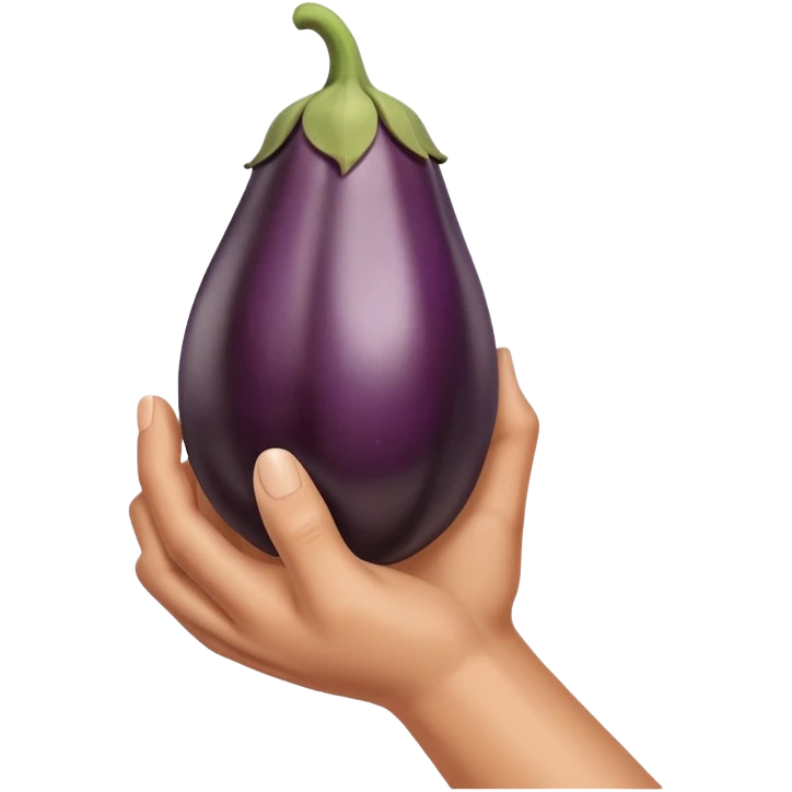 Brown hand gripping brown eggplant emoji