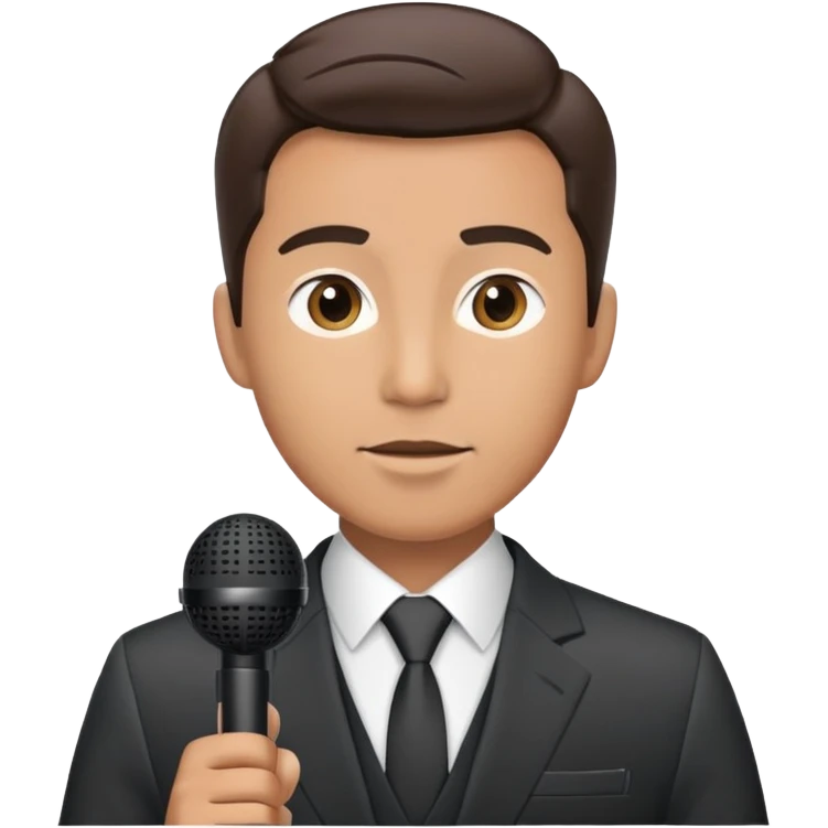 Vavinews Man, news reporter with microphone and suit emoji
