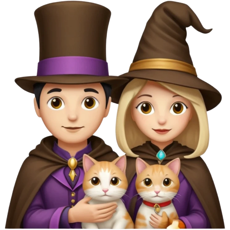 magician couple and their pet cat emoji