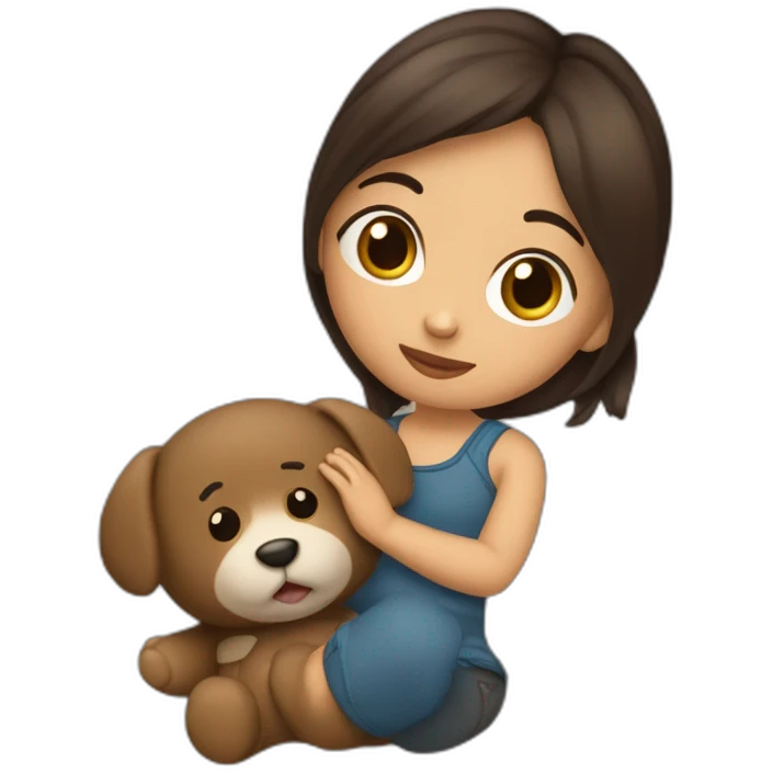 Une fille brune avec un Doudou emoji