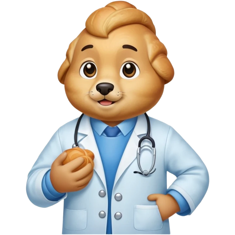 Croissant wearing blue lab coat emoji