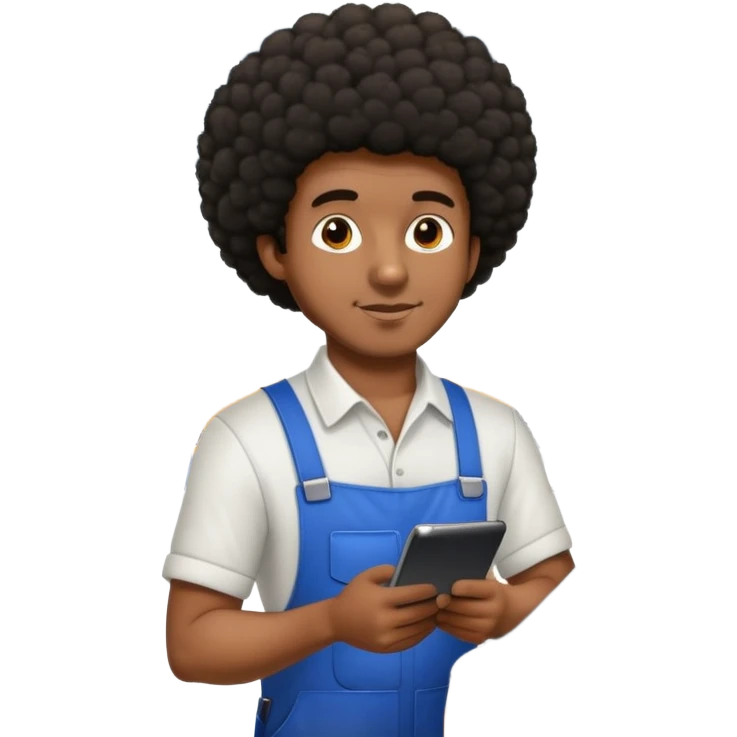 Tanned guy with short Afro working in car factory emoji