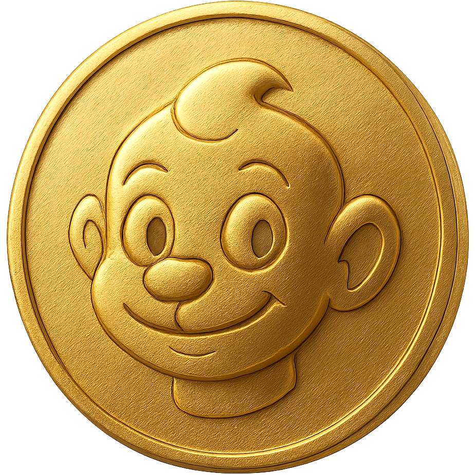 flat gold token with only the mascot's head centered, no body, no phone, no extra details, no shadows, transparent background, gold coin, mascot head in original colors, slightly embossed look emoji