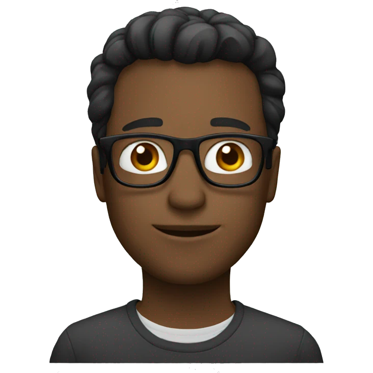 A guy with glasses and bold  emoji