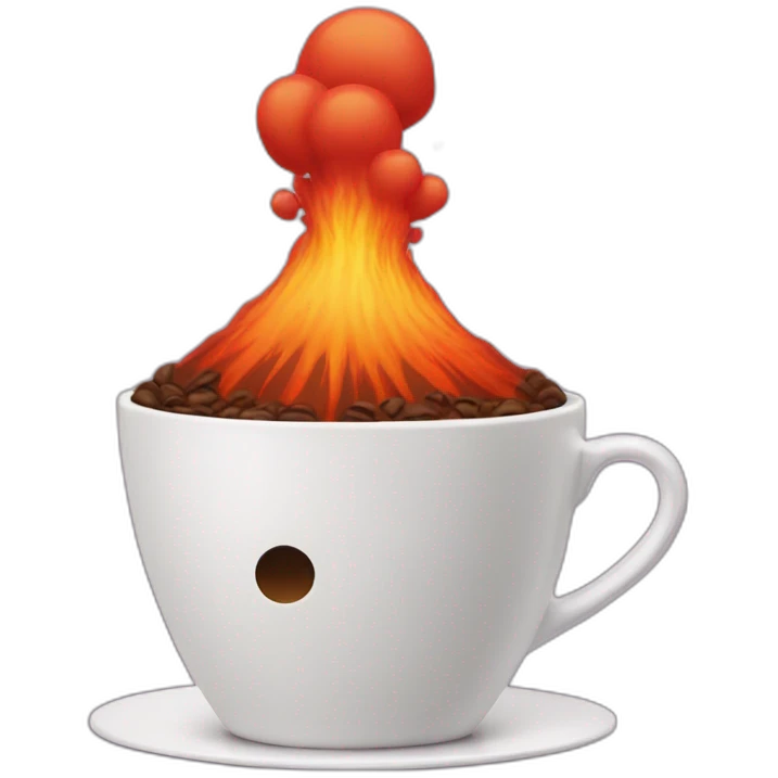 coffee cup erupting like a volcano emoji