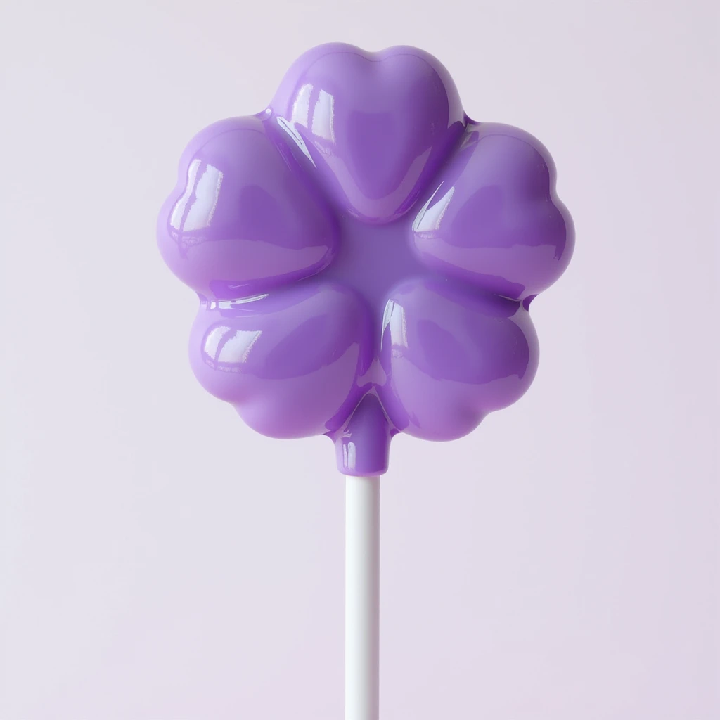 realistic flower-shaped lollipop, purple color, glossy, photorealistic style emoji