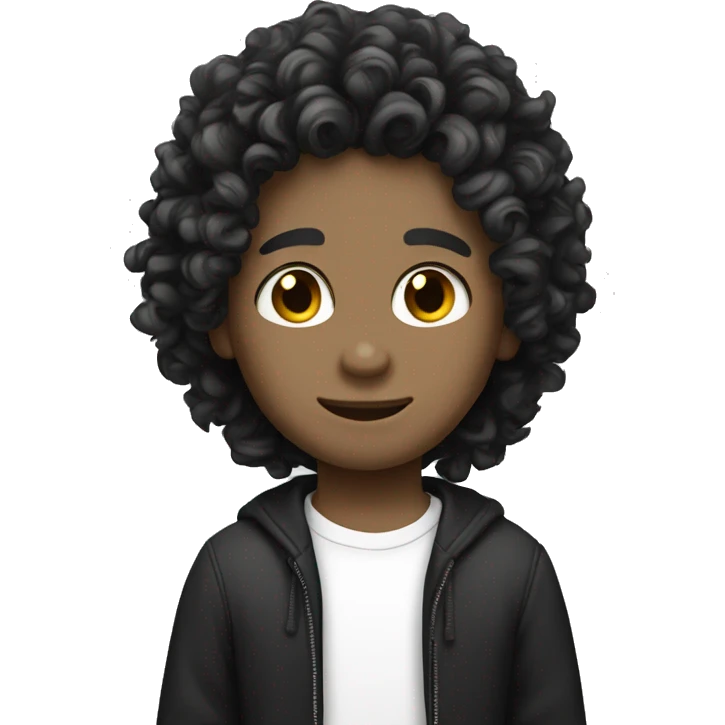 white skin boy with curly black long hair emoji