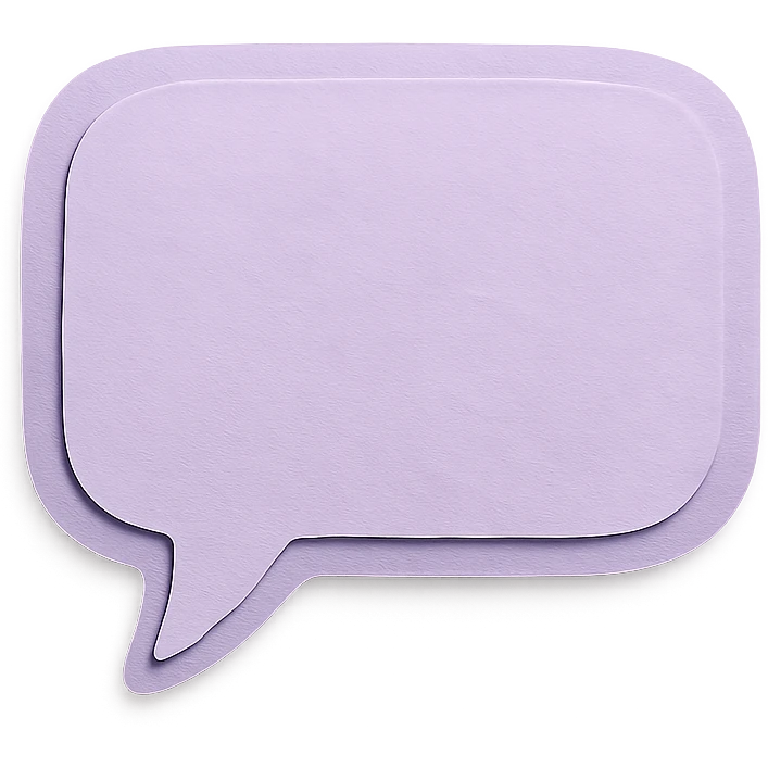 soft pastel cute speech bubble for journal annotations, paper craft style, with a pastel purple background emoji