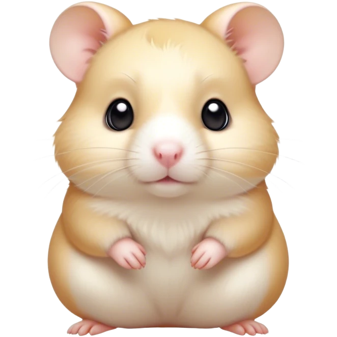 Cinematic Noble Cream Hamster Portrait Emoji, Poised and regal, with a tiny, compact build and a smooth, pristine cream fur, deep-set soulful dark eyes, Simplified yet sharp and sophisticated features, highly detailed, glowing with a soft, dignified glow, high shine, intelligent and energetic, stylized with an air of miniature elegance, focused and attentive, soft glowing outline, capturing the essence of a watchful and confident rodent, so majestic it feels as though it could scurry out of the screen with effortless authority! emoji