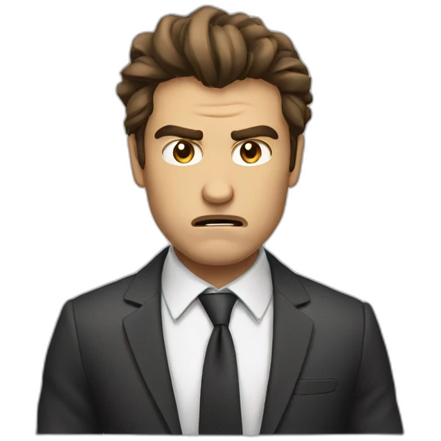Angry boss in suit brown hair emoji