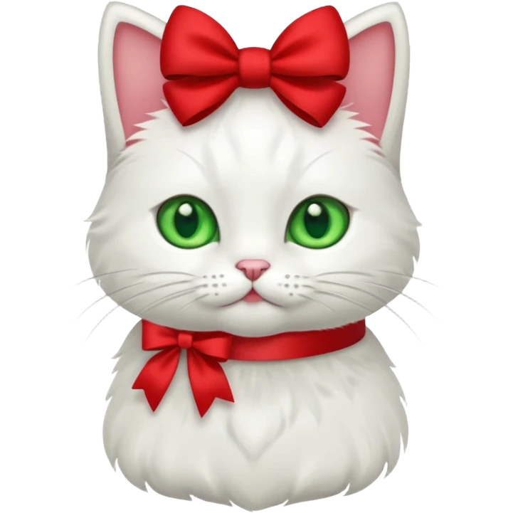 Cute cat has a bow on emoji