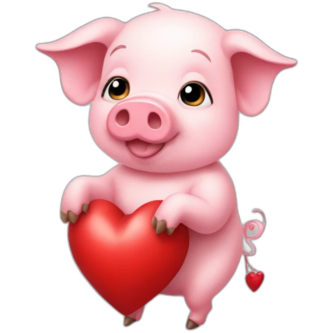 cupid pig holding a heart emoji
