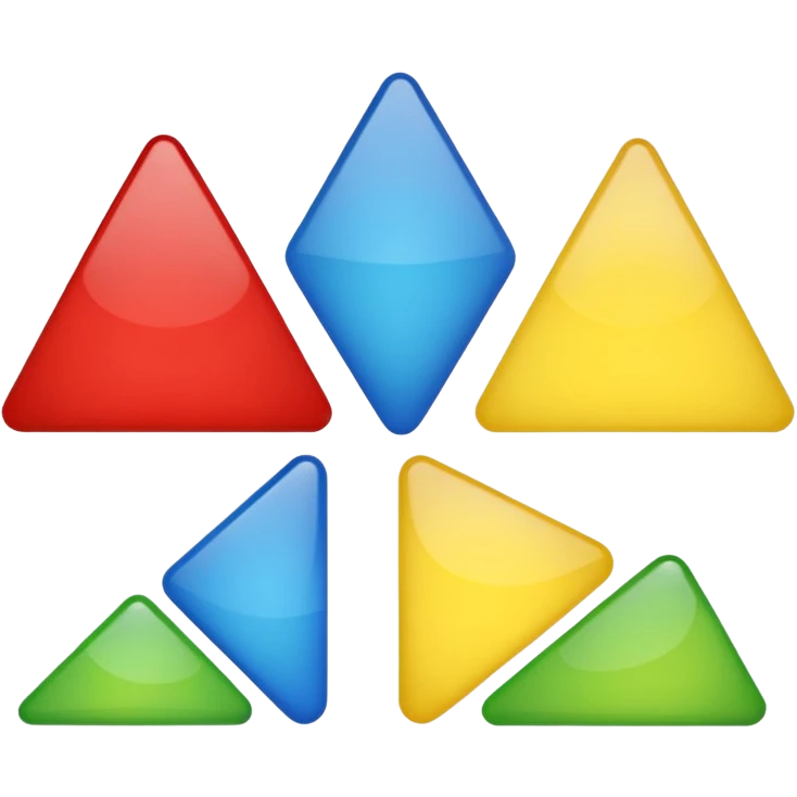 four basic color shapes arranged in a row: red circle, blue square, yellow triangle, green rectangle emoji
